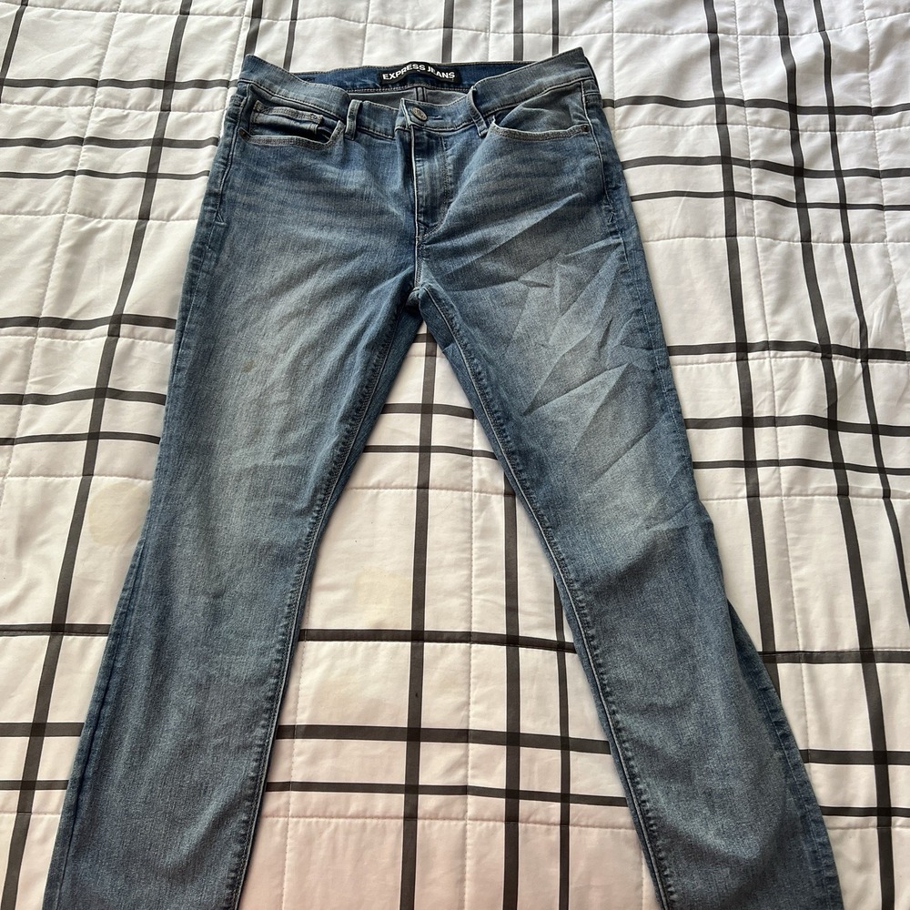 Express Jeans Womens‎ Sz 10 Mid Rise Ankle Legging Stretch Blue Skinny Jean